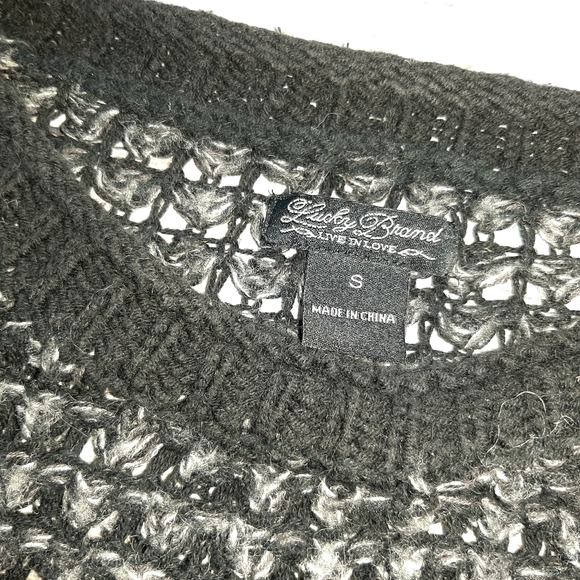 Lucky Brand Open Weave Black and Gray Sweater SM - Picture 3 of 12